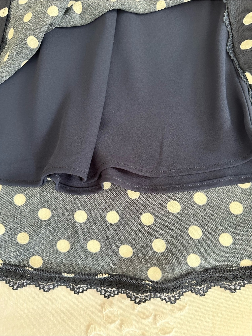 Show Me Your MuMu Emma Midi Dress Navy Polka Dot Size Small - Picture 13 of 14